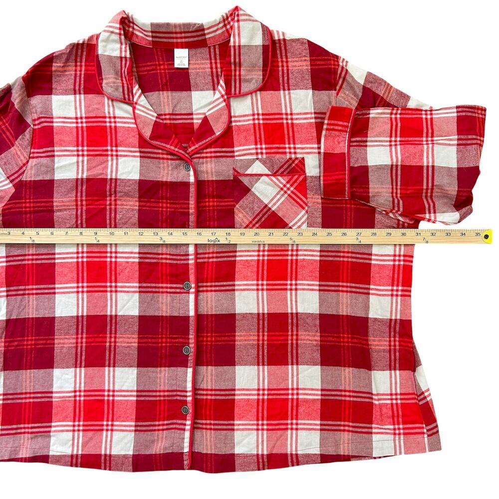 NWOT PJ Set Boxy Plaid Flannel Oversized Cozy Comfy Red Cream Plus Size 3x - Picture 6 of 9